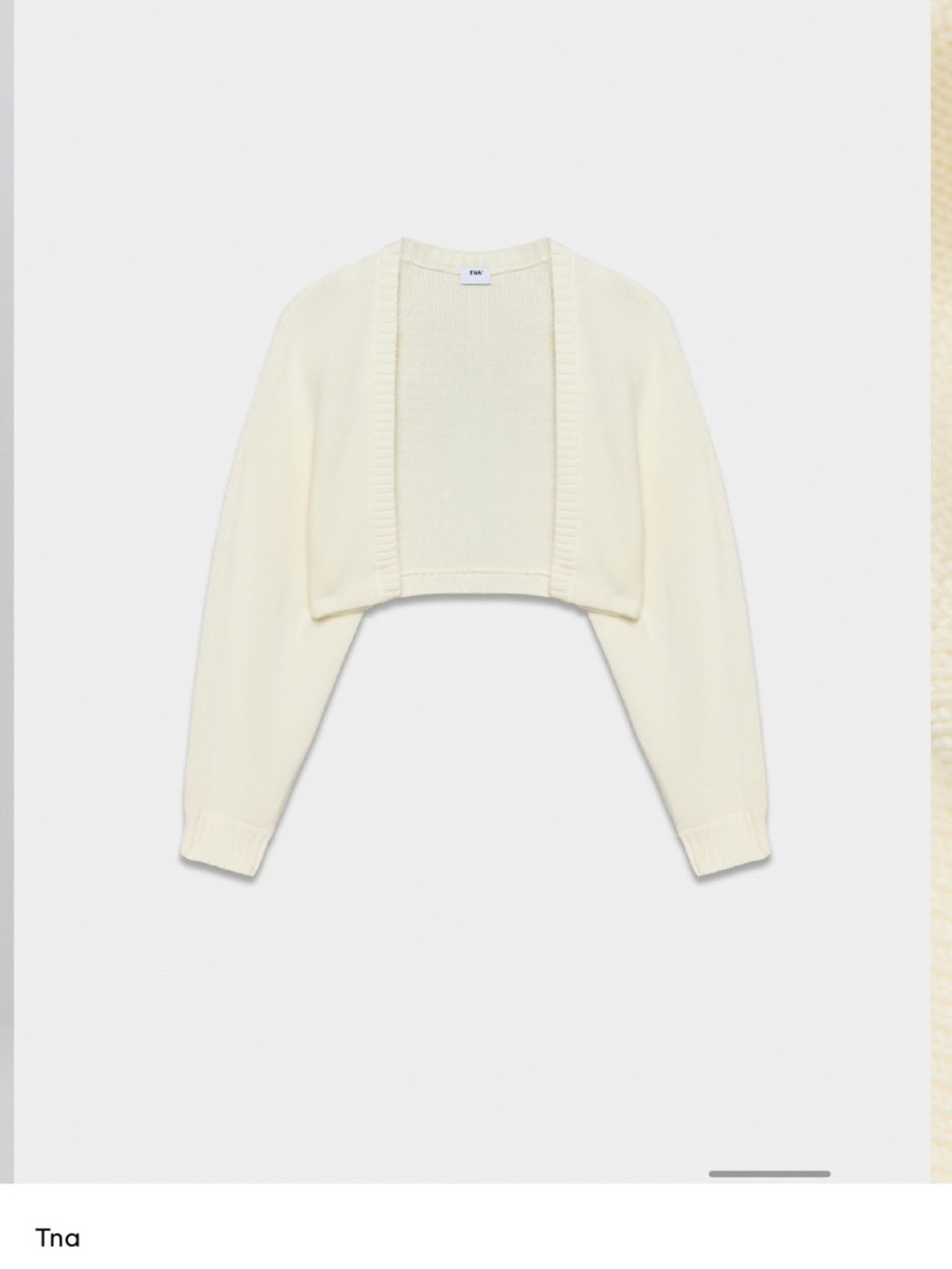 TNA Ivory Cropped Open-Front Cardigan